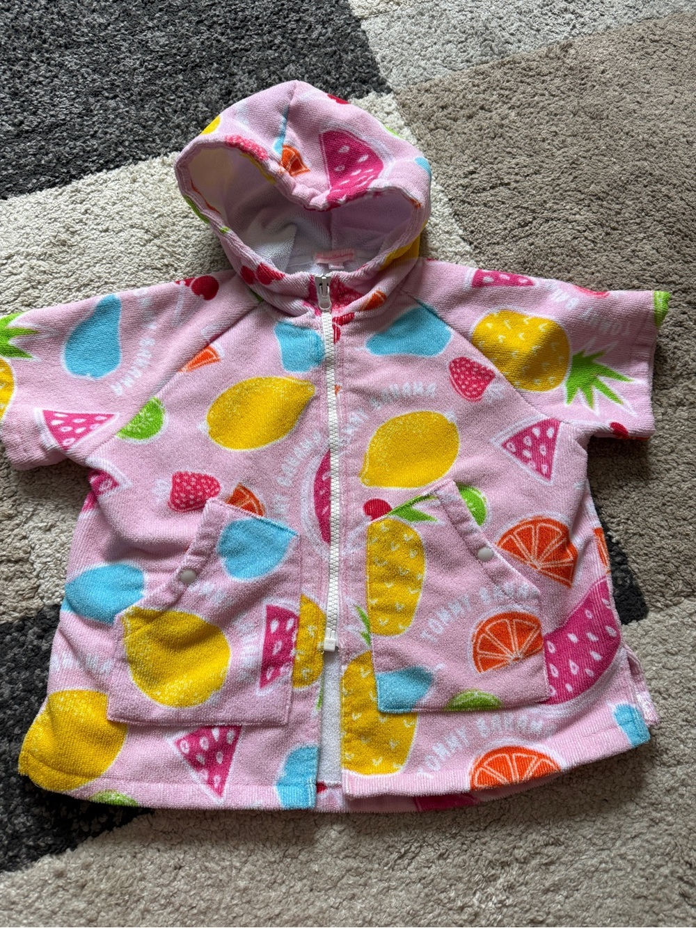 Tommy Bahama Pink Hooded Fruit-Print Coverup - Small/Medium 3-6